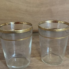 4 Federal Glass Shot Glasses Gold Bands Mid Century Modern MCM