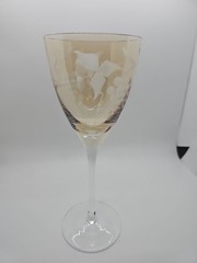 Royal Gallery Amber Crystal Wine Glass 9″ Etched Grapevine RGA4 – Elegant…