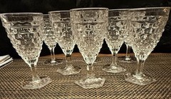 Set Of 8 Vintage Fostoria American Clear Hex Footed Water Or Wine Glasses