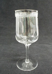 Lenox Crystal Moonspun Wine Glass Goblet Platinum Trim Etched Flowers 6.25”