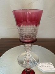 Ruby Red Cut To Clear Lead Crystal Water Goblet (Possibly Val St. Lambert)