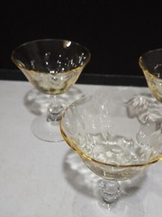 SET OF 4- Fostoria AMBER WAVECREST Low Champagne/ Sherbet #6014 Loop Optic
