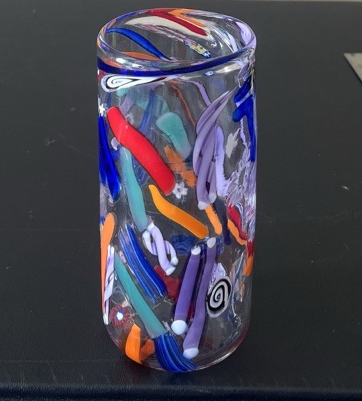 Signed Bruce Freund Millefiori & Cane Studio Art Glass Tumbler Murano Style MINT