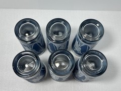 VTG Jeannette Hellenic greek roman glasses set matte jasperware blue white MCM