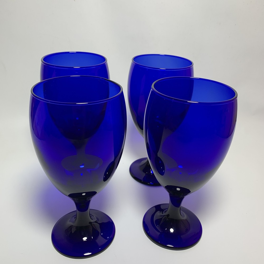 Libbey 16.25 oz Premiere Cobalt Iced Tea Goblet Glasses Set of 4 Open Box