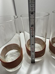 VTG Federal Glass Tumblers Stripes Rattan wrapped Extremely Rare! MCM HTF