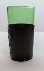 Vintage Barware Green Glass Leather Wrapped MCM Replacement