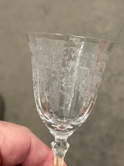 FOSTORIA GLASS CO. — NAVARRE — ETCHED WINE GLASSES (2)