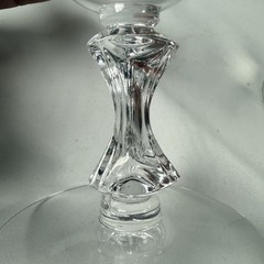 Vintage Pressed Glass Stemware Etched Swirl Sherbet Dessert Sculptural Stem 4.5”