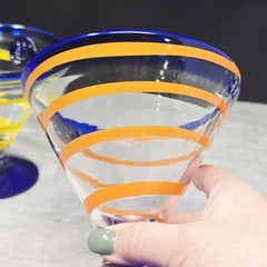 ROYAL CARIBBEAN Kosta Boda Cobalt Blue Margarita/Martini Swirl Glasses Set Of 2