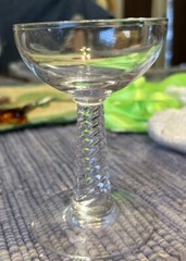 Pair of Unique Vintage Cut Cordial Stemware, 4 1/2 In Tall, 3 In Diameter