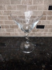 Libbey 7 Clear Martini Cocktail Glasses Bent Z Crooked Stem