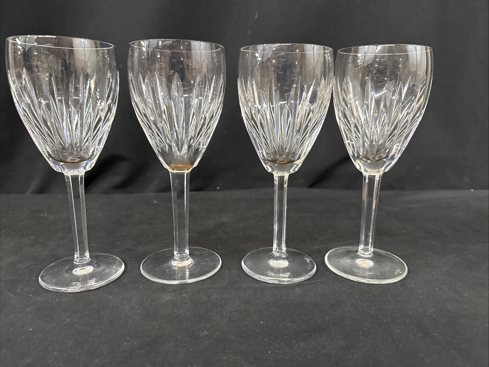 4 Waterford Carina Crystal 7 1/8″ Wine Glasses 2 3/4″ Diameter