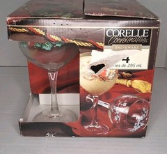 Corelle Callaway Holiday Ribbon Goblets Set 4 Glassware 6.5″ Pre-owned In Box