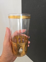 2 Vintage Mid-Century Modern Culver Antigua Highball Glasses Gold Gilt 5.5″T