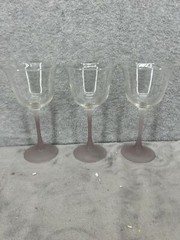 Set of 3 Cristal D’Arques-Durand Tahiti Crystal Wine Glasses Frosted Stems 7″