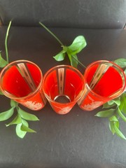 MCM Culver Thai Goddess Highball Glasses 22K Gold Red Mandalay Cocktail Set 1960