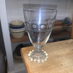 One Vintage Hocking BERWICK-BOOPIE Beaded Glass. 5 1/2” tall holds 8 oz to top