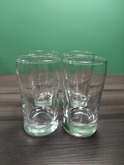 Libbey Heavy Base Juice Glasses, Set of 4, Cursive L Bottom, 4″ Round Barware