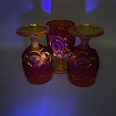 Vintage L.E. Smith Moon & Stars Amberina Goblets 5.75″ Set of 4