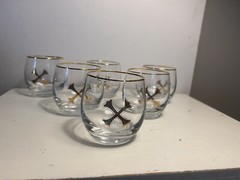 Bumbu Rum Cocktail Glasses Gold Crossbones Lowball Rocks glasses