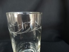 Set of 4 Susquehanna Clear Glass 9oz Flat Tumbler Cut Horizontal Plant Design