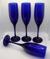 Vintage Libby Premier Cobalt Blue Fluted Champagne Glasses – Set of 4 – EUC