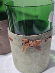 Vintage Italian Bar Glasses W/ Leather Suede Sleeves