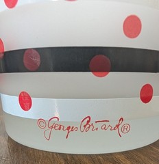 4 VTG Georges Briard Red Polka Dot Black & White Striped 12 Oz Frosted Glasses