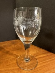FOSTORIA Stemware Wine Glass “Chrysanthemum” Floral Pattern Set of 4 Vtg