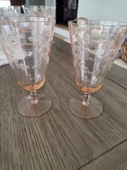 Standard Glass Co. iced tea glass in the Blanche Pink pattern, circa 1932.