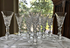 ELMIRA #17 AMERICAN BRILLIANT CUT GLASS SHERRY GLASSES (8) C.1903-1905