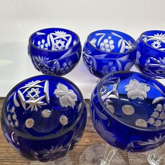 Nachtmann Traube Colbalt blue cut to clear set of 6 cordials