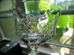 Rock Sharpe Glass Clear Polished Cut Floral Tall Sherbet/Champagne 2009-8 Stem