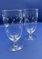 Set of 2 Princess House HERITAGE Etched Crystal Ice Tea Glass 12 oz