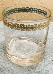 Vintage Culver Ltd. Toledo Pattern Double Old-Fashioned Glasses Green & 22KGold