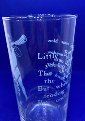 Little Boy Blue Nursery Rhyme Child’s Drinking Glass Clear w/ Blue Pyro