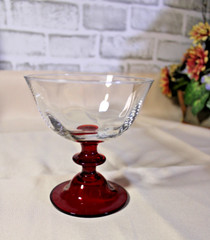 Ruby Red and Clear Glass Champagne Sherbert Glass