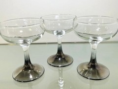 Silver Fade Petite Set Of 3 ~ 5 Oz Wine Glasses Goblets 4.5” Tall 3.25” Wide
