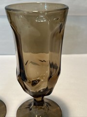 2 VTG 1960’s DUZ Detergent Premiums Footed Goblets Smoke Brown Glasses Excellent