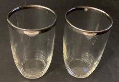 Vintage Federal Glass Midcentury Danish Modern Platinum Rim 12 oz. Drink ware 2