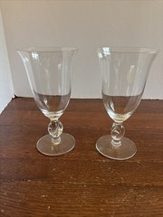 Imperial Glass Iced Tea 6.75” Goblets, Clear, Twist Stem, Vintage Set Of 2