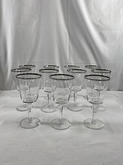 Lot of 5 Lenox Solitaire Platinum Wine Glass Water Goblet Crystal #681 READ