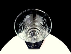 Libbey Rock Sharpe Crystal Halifax Floral Set Of Three 6 3/8″ Iced Teas 1940-60s