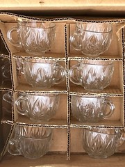 Vintage 8 Serving Brockway Punch Bowl Set W/ Box Ladle & Hooks Party Glassware
