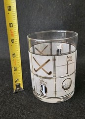 Set 2 Vintage Culver Golf Gold Frosted Fairway 24k Double Old Fashioned Glasses