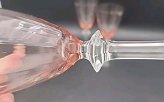 UNK4440 (Pink) by Unknown Manufacturer Pink Optic Bowl, Clear Stem & FootSet 3