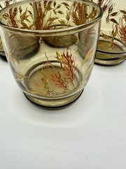 4 Anchor Hocking Triguba Tawny/Golden Wheat Juice Glasses 10 oz.