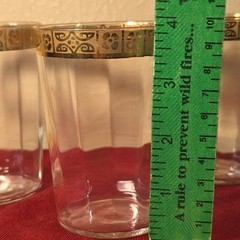 Vintage Tiffin Gold Rimmed Juice Glasses MCM Floral Optical Short Tumbler Drink