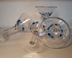 4 Mid Century Modern Art Glass Martini Glasses